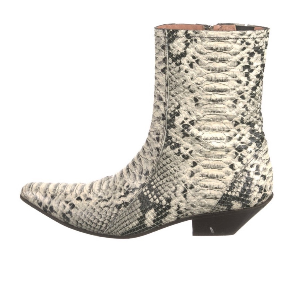 Acne Python-Print Pointed Toe Ankle Boots In Blac… - image 1